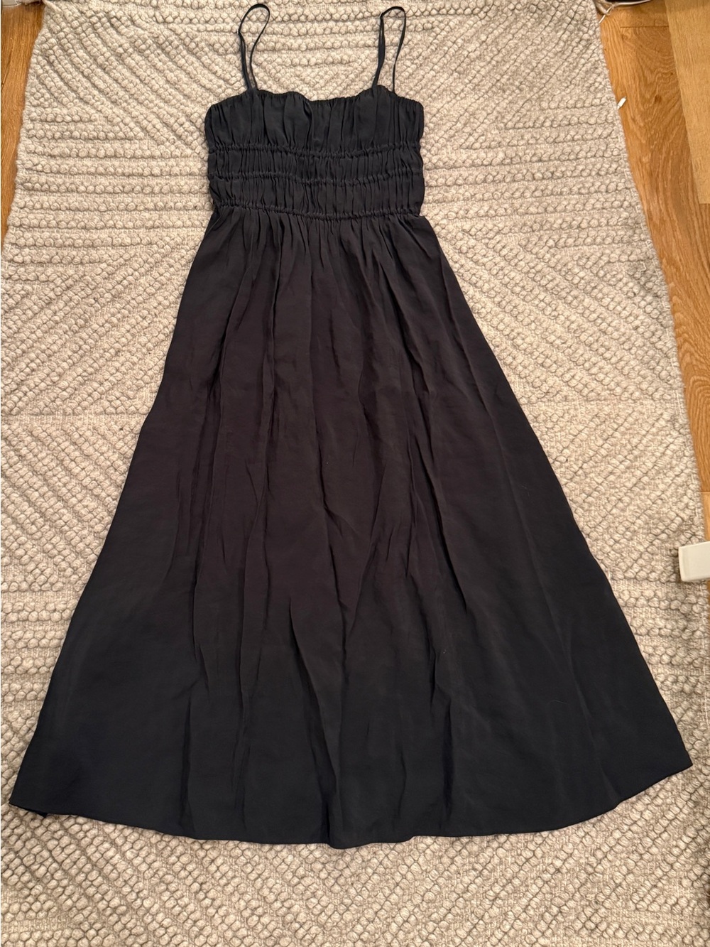 Zara Black Smocked midi  Dress